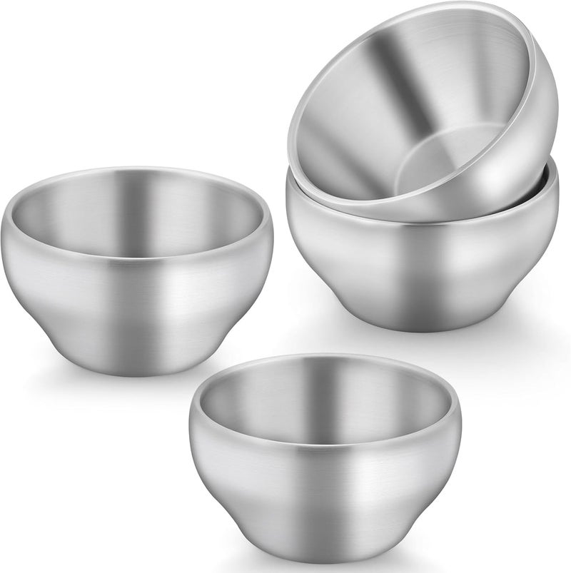 TeamFar Stainless Steel Bowls for Kids, 12oz Metal Baby Toddler Bowls Set of 4, Double-Wall Insulated Kids Bowl for Cereal/Snacks/Soups, Non Toxic, Dishwasher Safe - Image 1